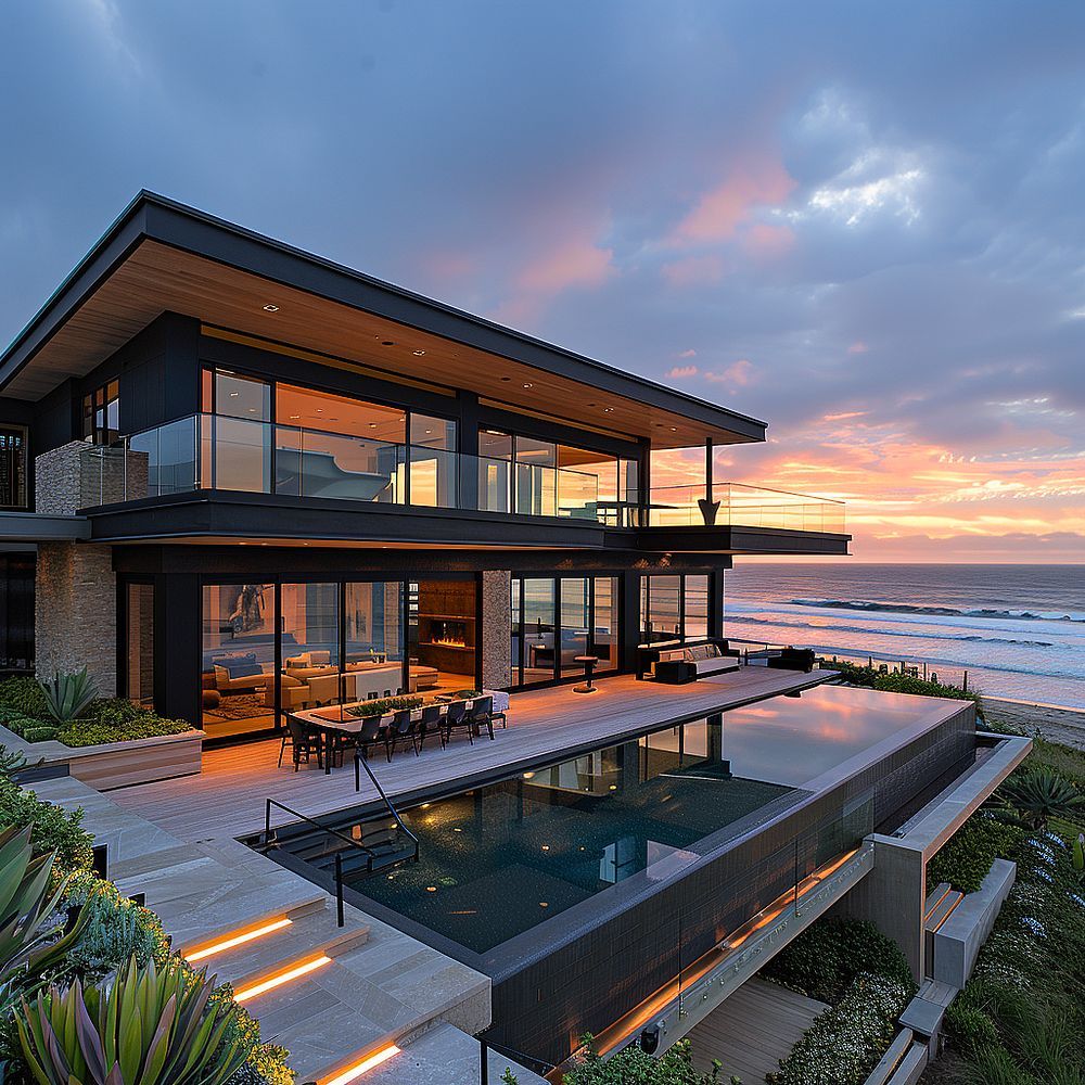 Modern Beachfront Home with Infinity Pool and Expansive Ocean Views