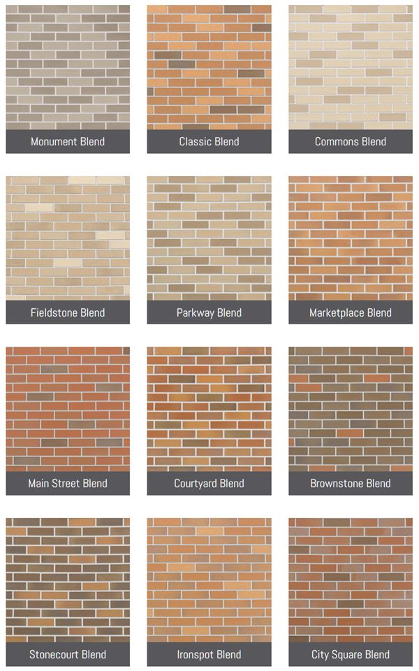Comparison Grid of 12 Brick Blend Options for Exterior Walls